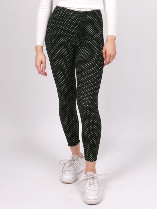 Green Polka Dots Print Stretchy Legging
